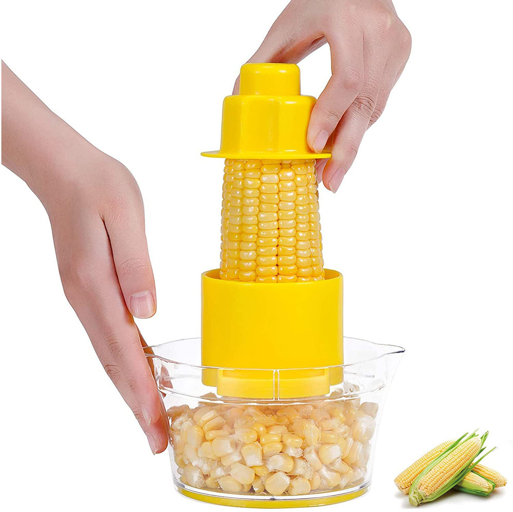 Kingwise 4 in1 Kitchen Ginger Sharpener Corn Peeler Planer Grain Separator Cob Corn Stripper with Measuring Cup