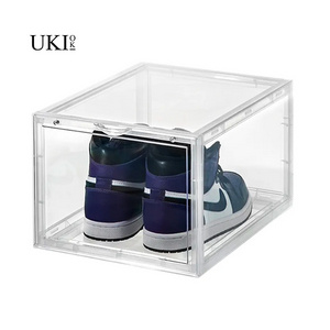 Custom Wholesale Magnetic  Foldable Plastic Transparent PET Acrylic  Container Shoe Storage Box