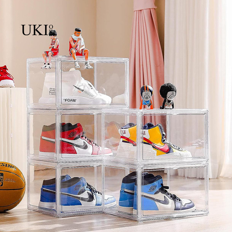 Big Display Clear Plastic Stackable  XX-Large Shoe Storage Boxes with Lids for Men US Size