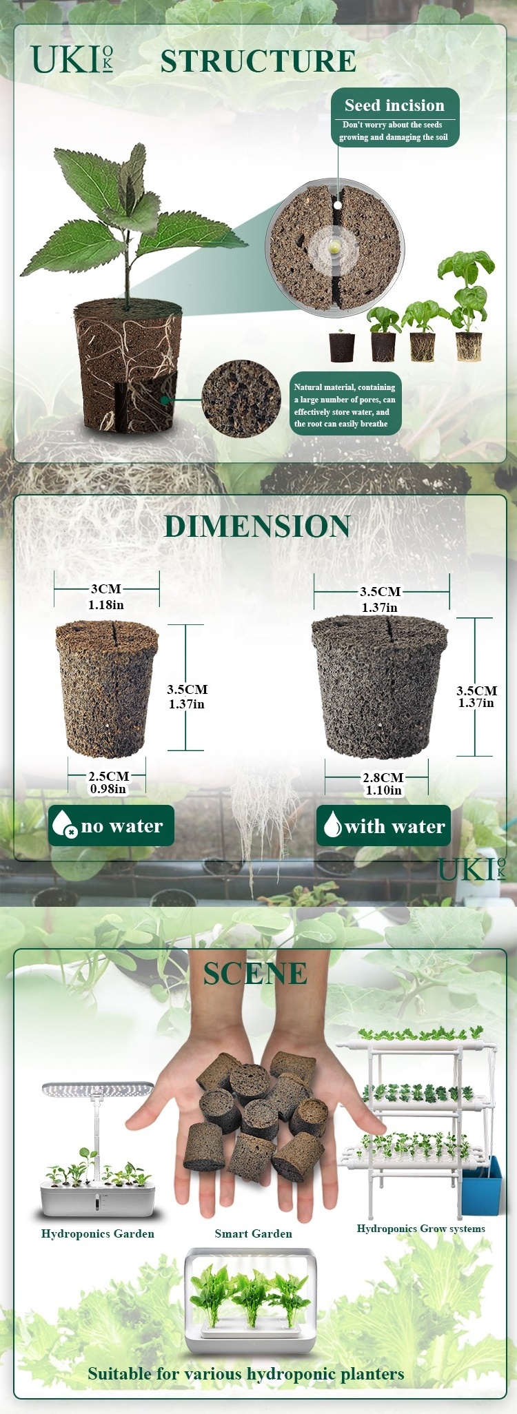 Ukiok Plant Potting Block Soilless Cultivation Equipment Hydroponics Planting Garden  Smart Soil