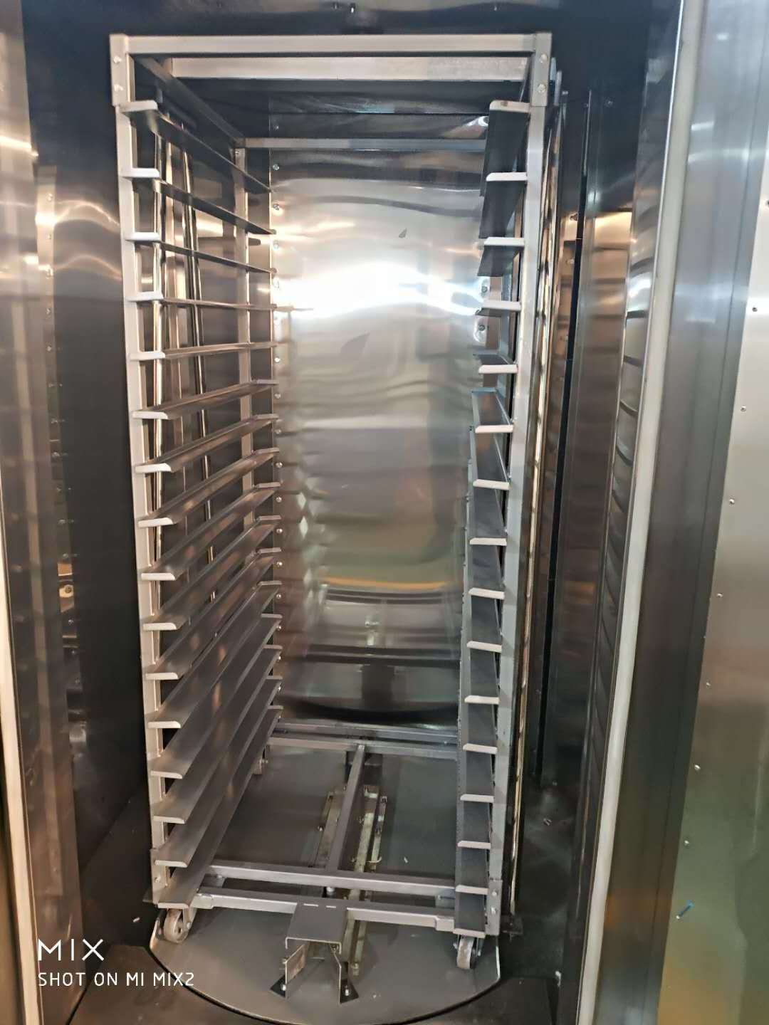 Factory price 16 Trays commercial kitchen equipment Electric Gas Bread Making Machine Rotary Oven with Trolley for Bakery