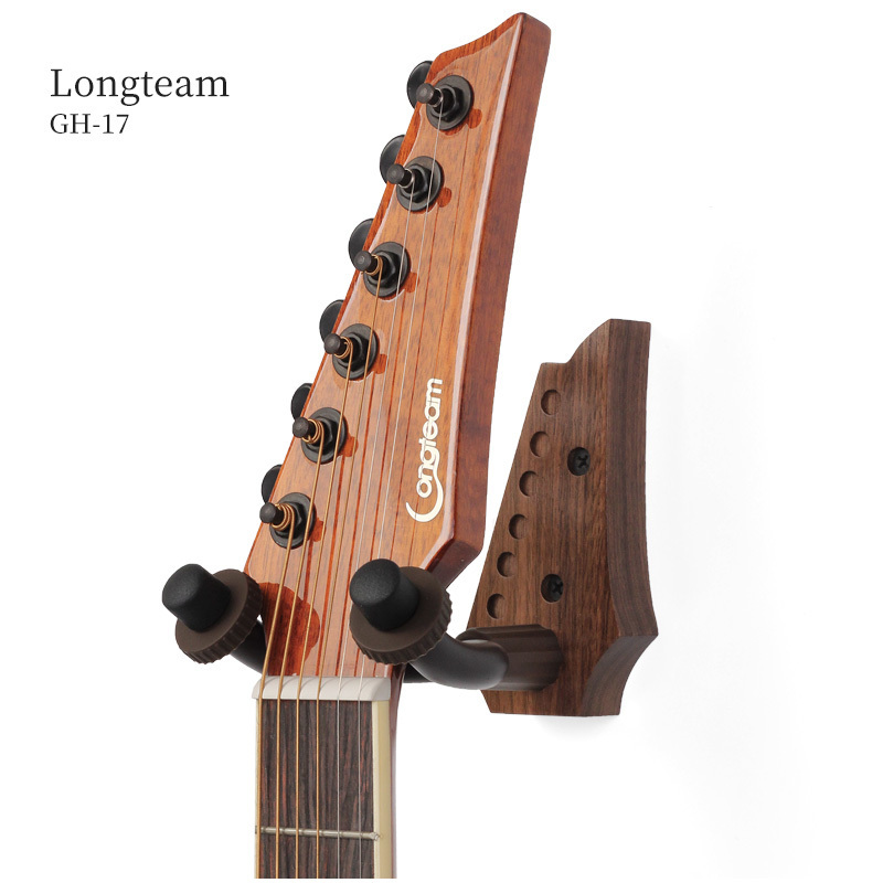 Black Walnut Guitar Wall Mount with Screws, Adjustable Guitar Wall Hanger for Acoustic Electric Guitar Bass Banjo