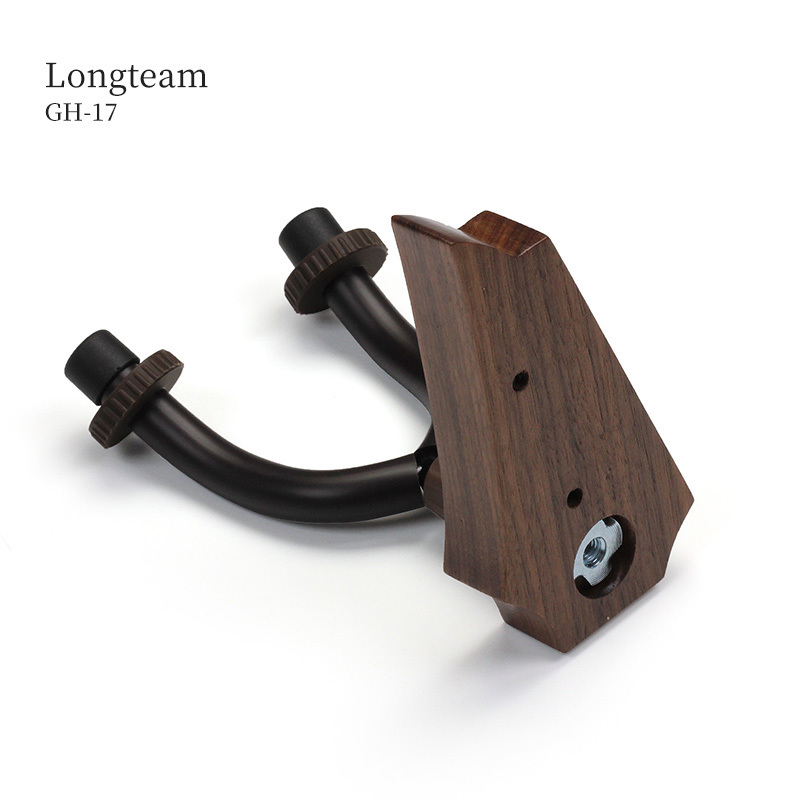 Black Walnut Guitar Wall Mount with Screws, Adjustable Guitar Wall Hanger for Acoustic Electric Guitar Bass Banjo