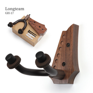 Guitar Wall Mount Black Walnut Guitar Wall Holder for Acoustic Electric Guitars, Bass Mandolin Banjo and String Instruments