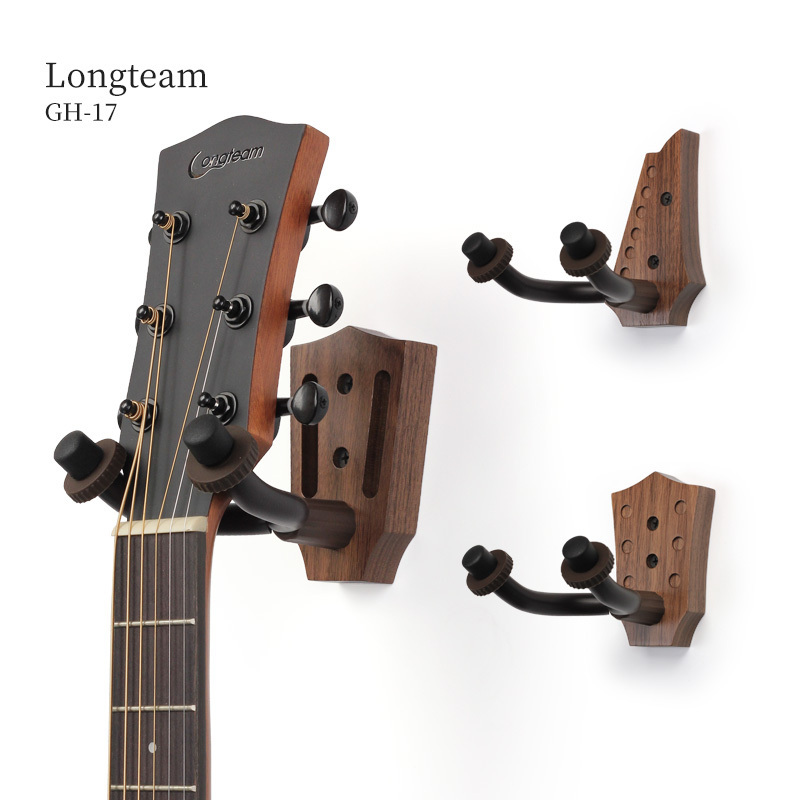 Black Walnut Guitar Wall Mount with Screws, Adjustable Guitar Wall Hanger for Acoustic Electric Guitar Bass Banjo