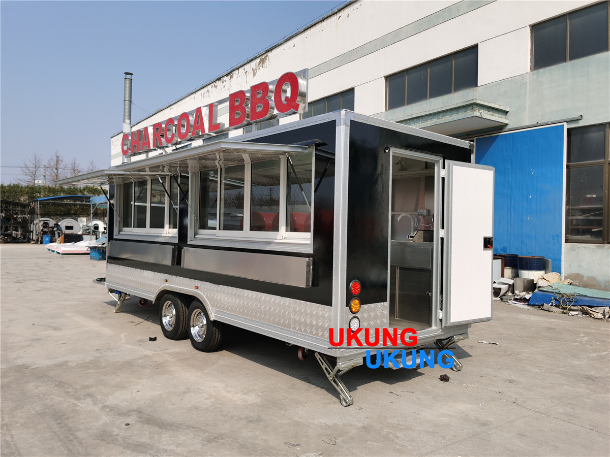 UKUNG 2023 Hot Sell Mobile square food trailer consession food trailer outdoor vending hamburger food truck