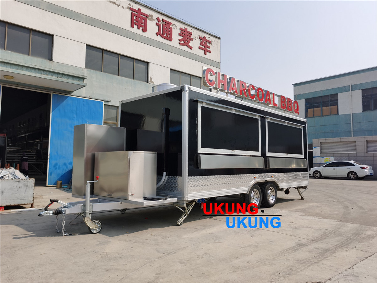 UKUNG CE Approved food concession trailer for sale shipping container food trailer for sale Europe Charcoal BBQ food truck