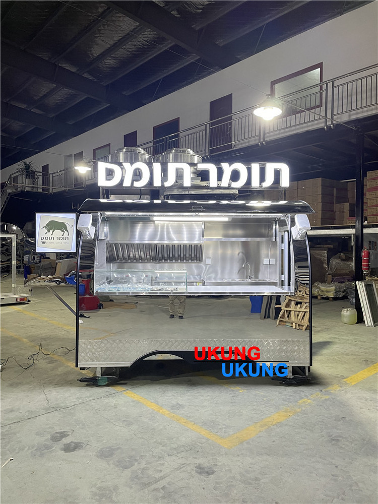 UKUNG food trailers fully equipped truck mini food trailer indoor size mobile fast food cart bbp trailer