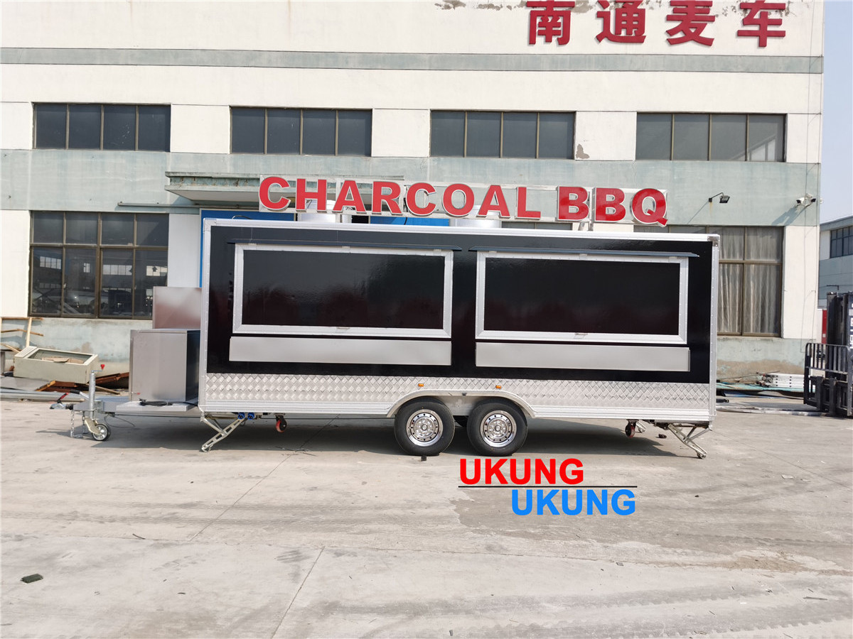 UKUNG CE Approved food concession trailer for sale shipping container food trailer for sale Europe Charcoal BBQ food truck