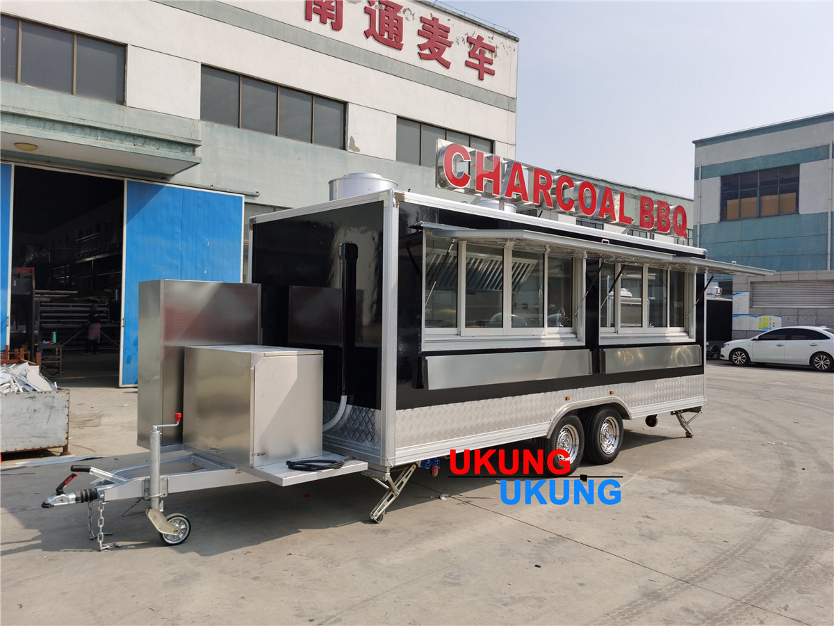 UKUNG CE Approved food concession trailer for sale shipping container food trailer for sale Europe Charcoal BBQ food truck