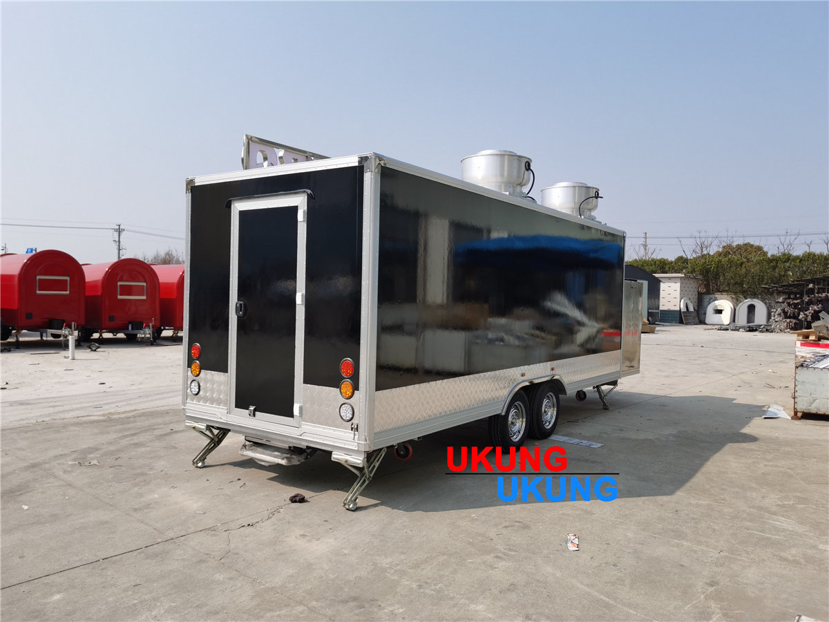 UKUNG 2023 Hot Sell Mobile square food trailer consession food trailer outdoor vending hamburger food truck