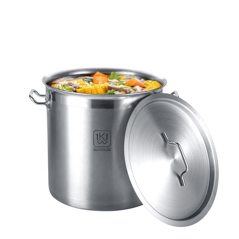 Kitchen Stainless Steel Large Commercial Cooking Stock Pot Hotel Steamer Pot Set  Big Soup Pot Cooking