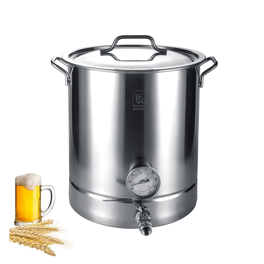 New Style Stainless Steel Soup Stock Pot Faucet Beer Brewing Kit Home Brewery Systems With Thermometer