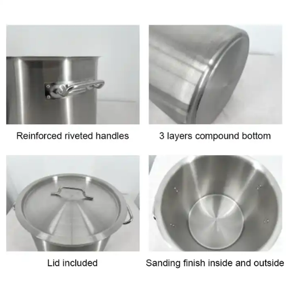 Durable Commercial Big 304 Stainless Steel Cooking Stock Pots Soup Large Stock Pot For Hotel