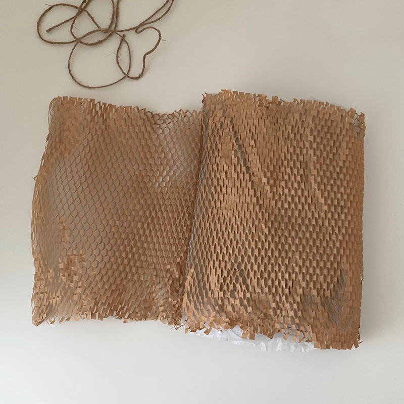 Degradable Eco-friendly 80g brown kraft wrap gifts honeycomb art paper express cushion wrapping packing paper sheet