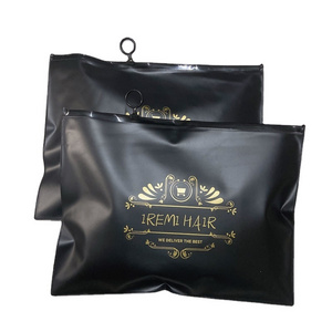 Custom Black Garment Zipper Plastic Bag Custom Packaging Bag For Hoodies Zip Lock Bag with Ring