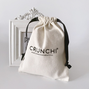 Wholesale Custom Logo Printed Cotton Canvas Drawstring Gift Packaging Candle Pouch Eco Bag