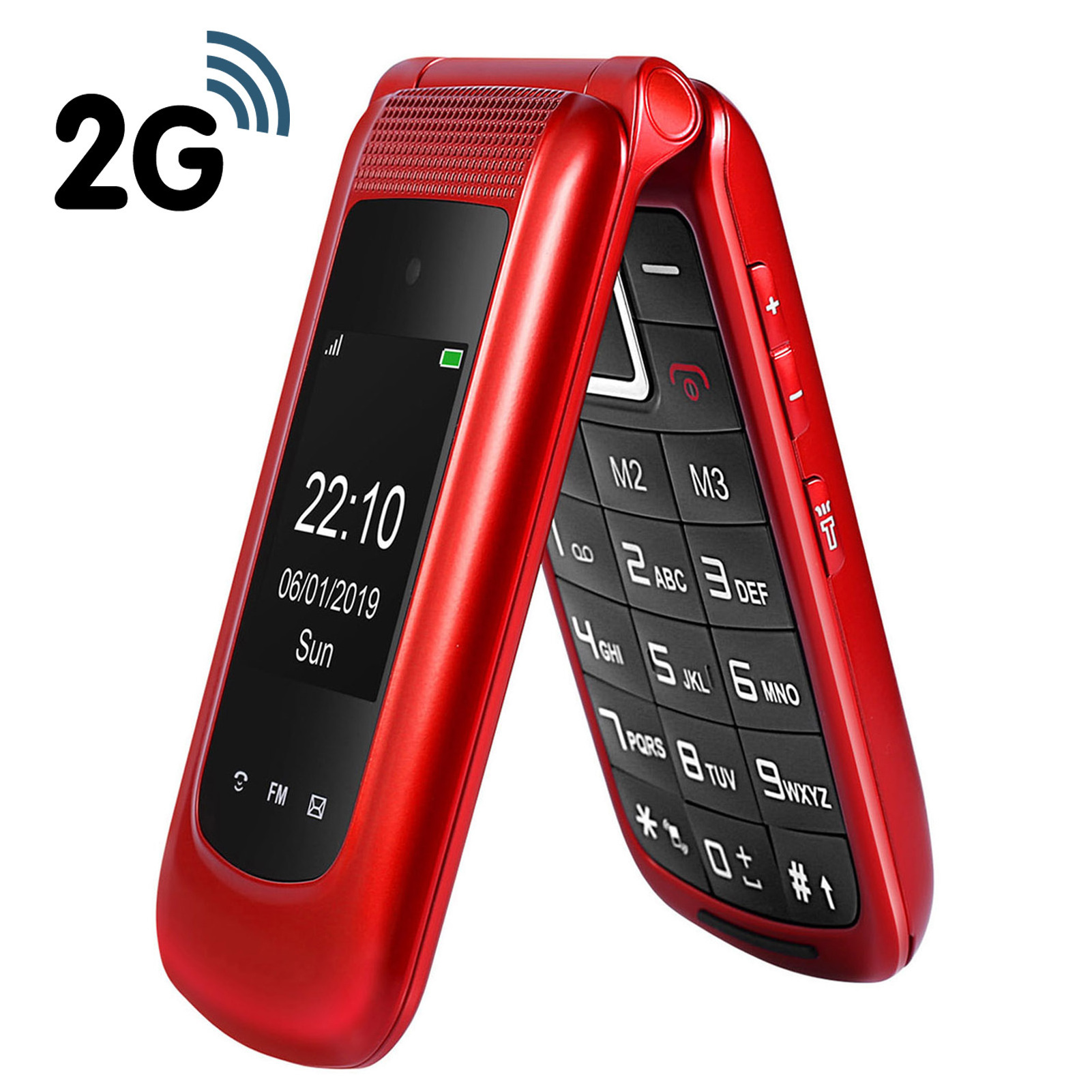 Good Quality 4G Flip Phone 1.77+2.4'' Dual Screen GSM  Cell Phone Telefono LCD 2G Phone FM Bluetooth for Elderly People