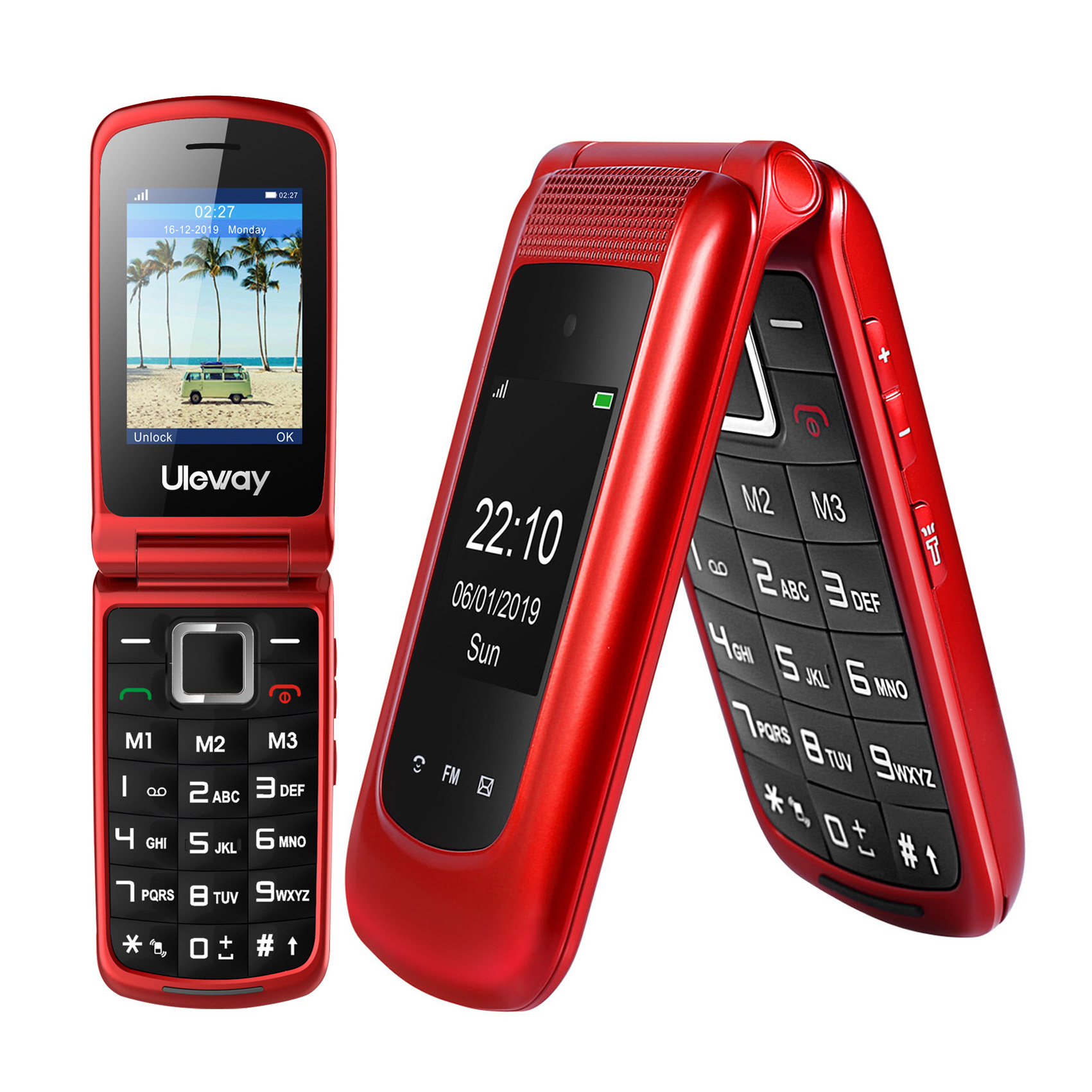 Good Quality 4G Flip Phone 1.77+2.4'' Dual Screen GSM  Cell Phone Telefono LCD 2G Phone FM Bluetooth for Elderly People