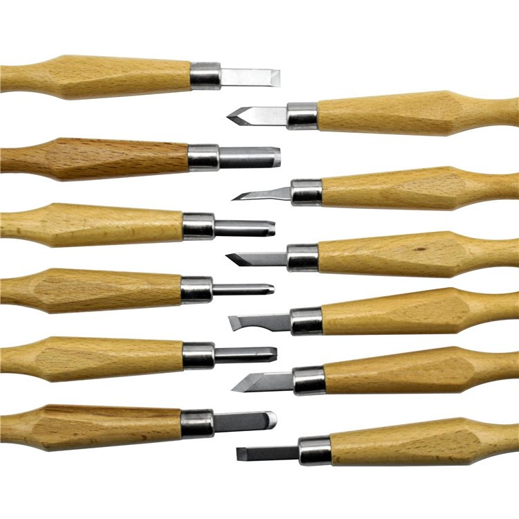 Custom Hot Selling 12pc Wood Carving Tools Knife Set