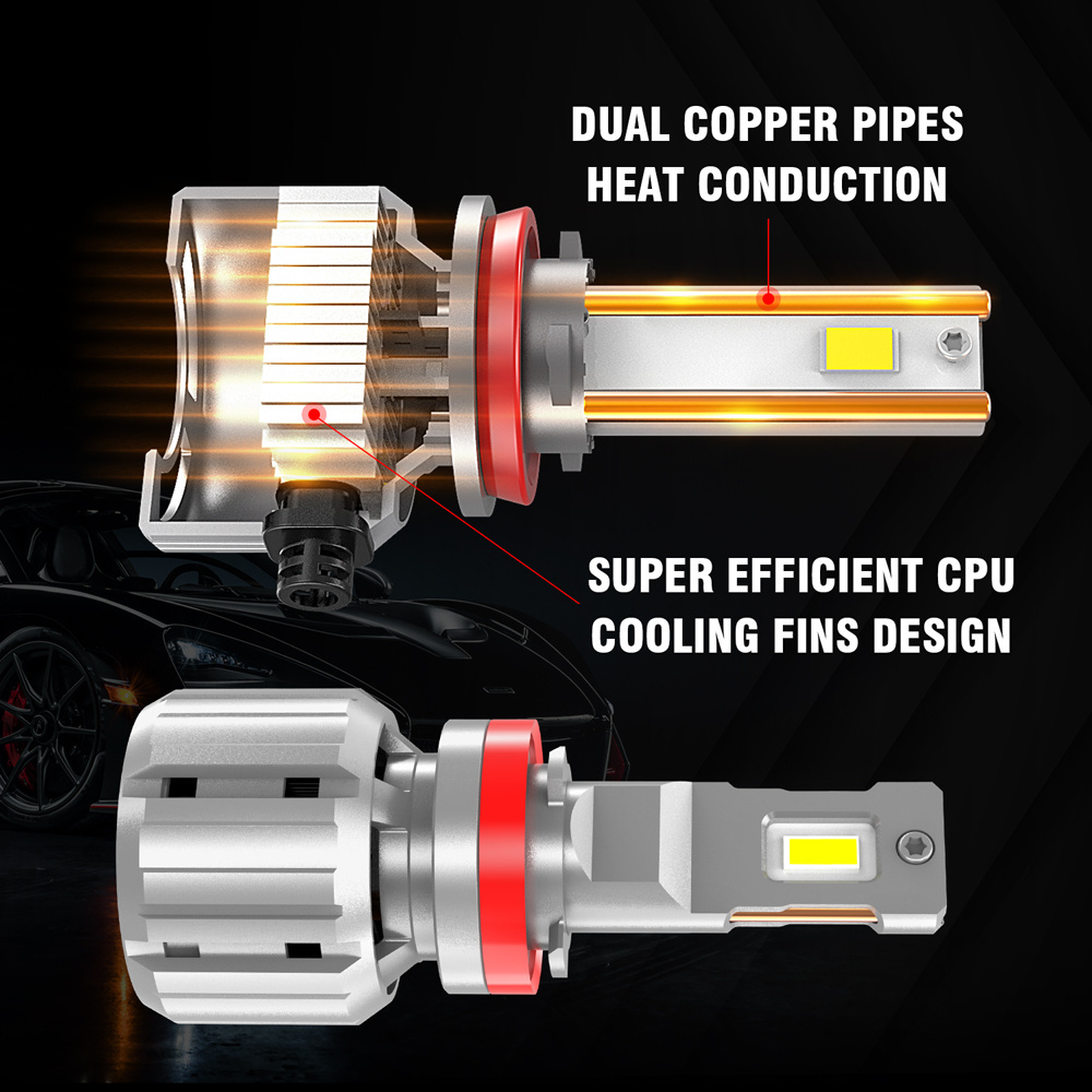 Super Bright CANBUS LED Headlight Bulb 9005 9006 9012 H10 With G-XP Chip 130W 12000LM Bi-Copper Tube Cooling Car LED Headlights