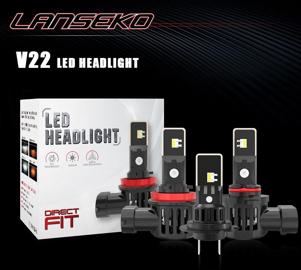 2024 Latest V22 Fan LED Headlight Bulbs H8 H9 H11 9005 9006 H1 H3 With TST technology 5540 Chips 12V 24V 6000LM Car Headlights