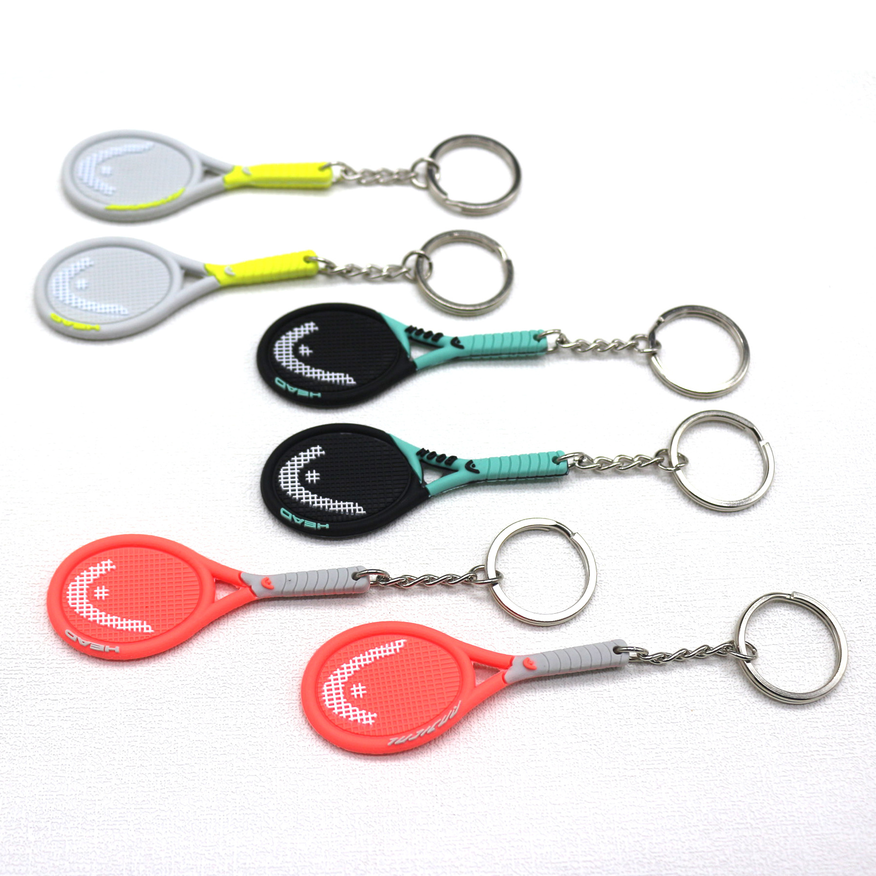 Customized PVC Soft Fill Padel Tennis Keychain Mini Exquisite Lightweight Tennis Ball Furry keychain Racket Keyring