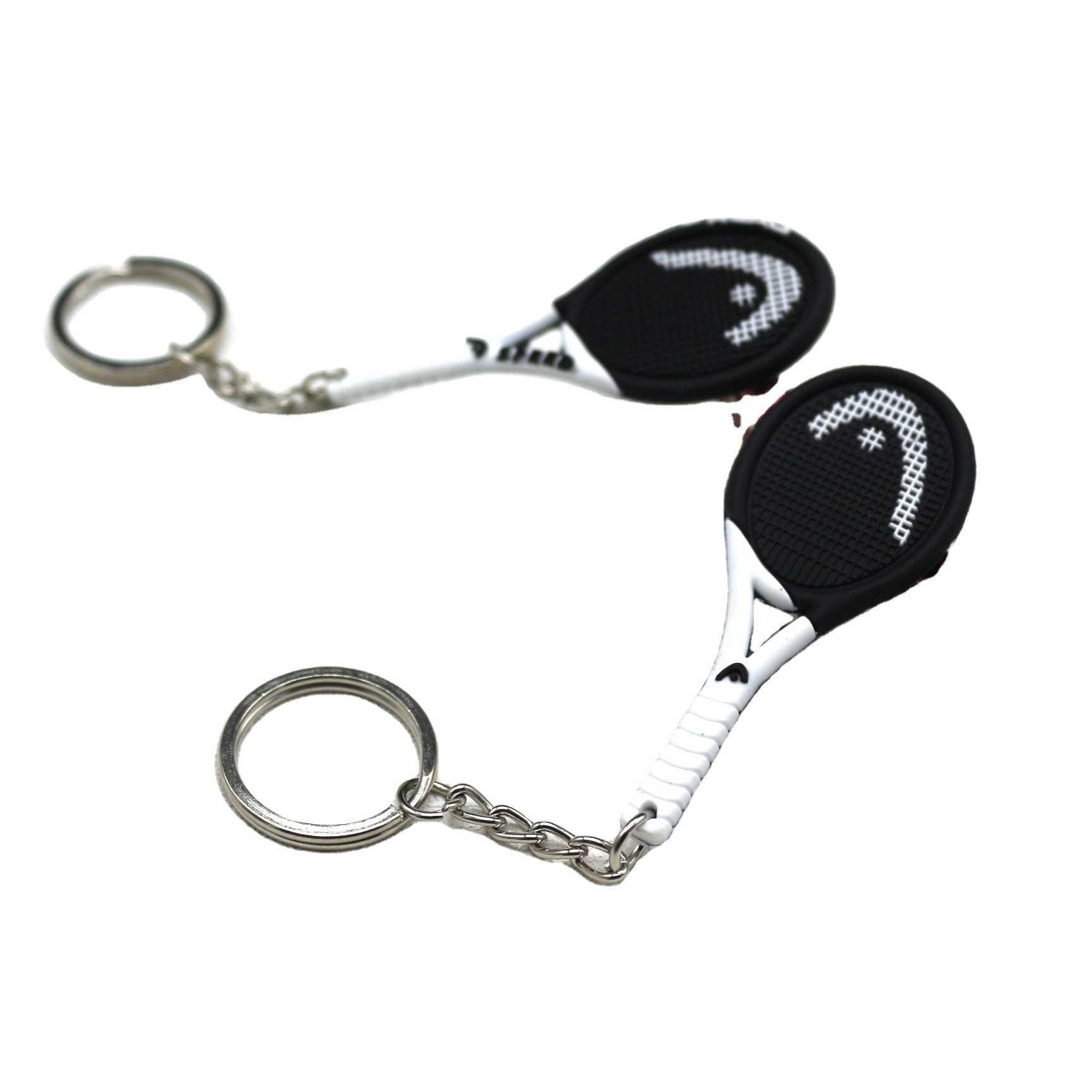 Customized PVC Soft Fill Padel Tennis Keychain Mini Exquisite Lightweight Tennis Ball Furry keychain Racket Keyring