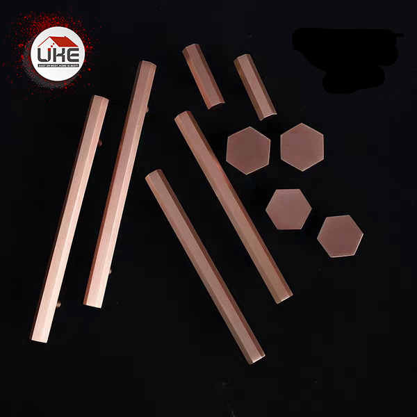 NEVER RUST Solid Hexagon Handle T Shaped Rose Gold Black Cabinet Pull Handles kitchen door pull handle home deco accessories