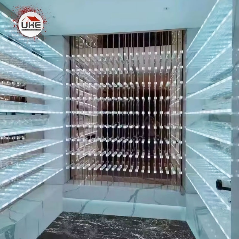 Stainless Steel Acrylic Wine Holder With Led Light Wine Rack Bottle Storage Shelf Display Cabinet