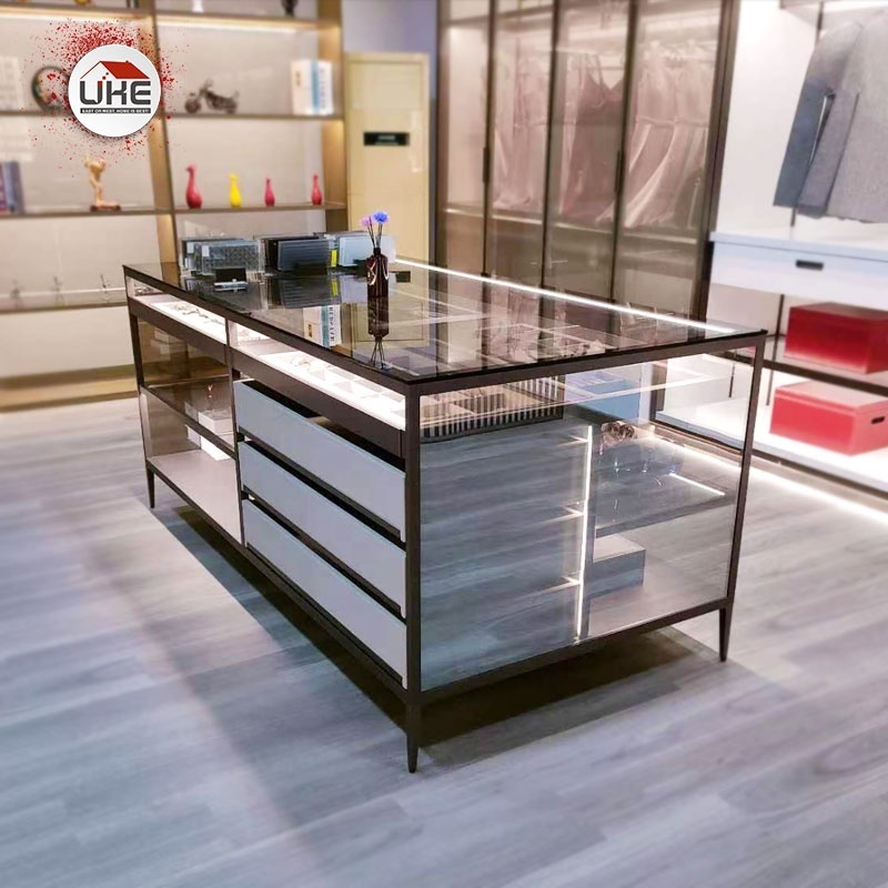 Closet Island With Drawers Aluminum Glass Walk In Closet Center Island Customized Wardrobe Island For Bedroom Furniture