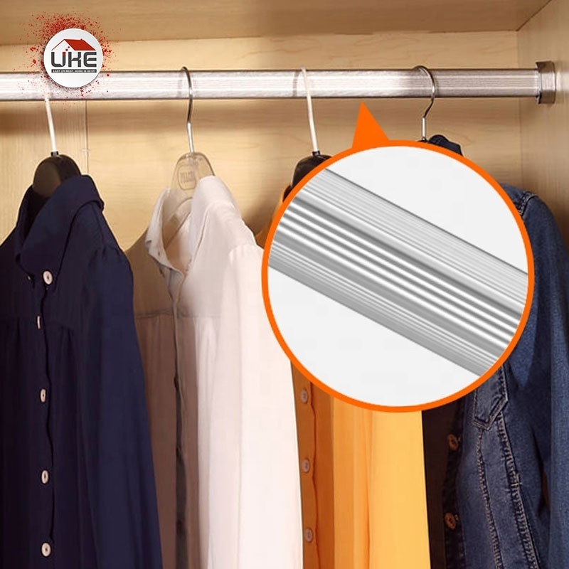 Wardrobe Aluminum Clothes Hanging Rail Closet Customized Leather Retangular Hanging Rod Wardrobe Rail Holder Furniture Decor