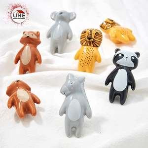 Animal Ceramic Handle Kids Wardrobe Drawer Cupboard Pulls Anti-Collision Cute Panda Lion Koala Furniture Handle Knob