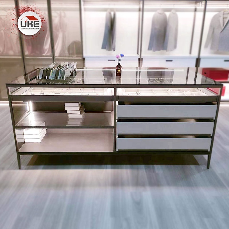 Closet Island With Drawers Aluminum Glass Walk In Closet Center Island Customized Wardrobe Island For Bedroom Furniture