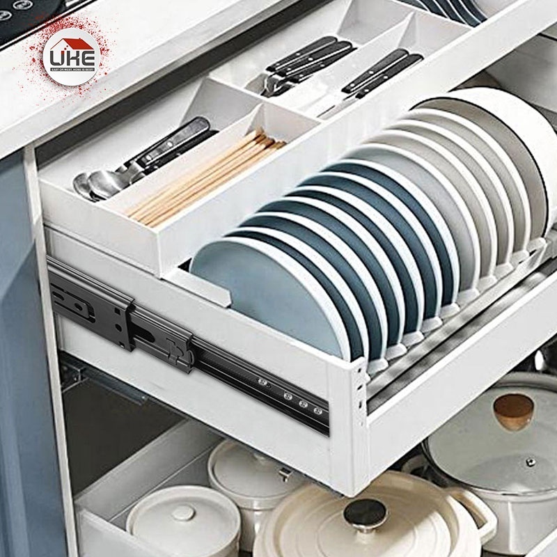 Drawer slide slide 3 fold ball bearing full extension kitchen cabinet runners soft closing drawer hardware