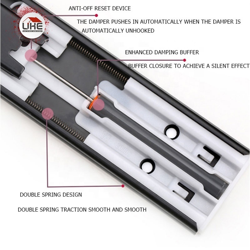 Drawer slide slide 3 fold ball bearing full extension kitchen cabinet runners soft closing drawer hardware