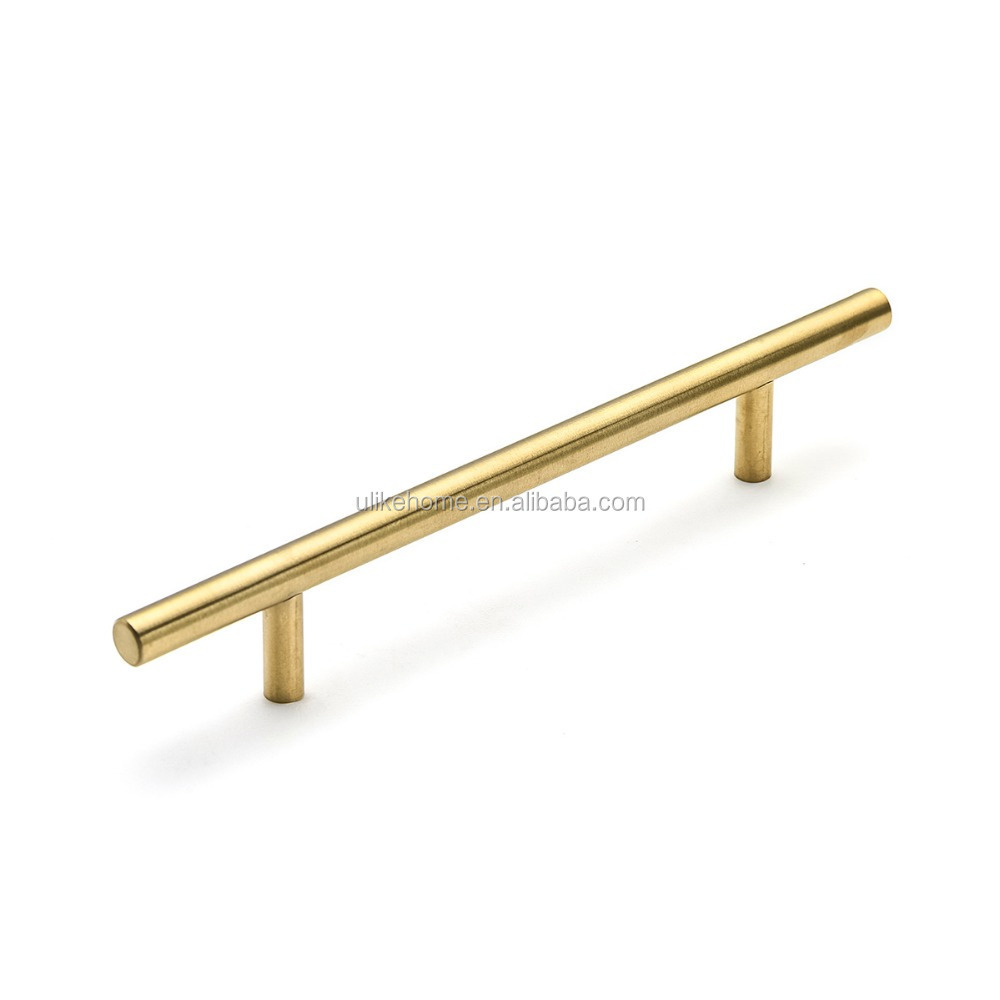 Brushed Gold Stainless Steel Hollow T shaped bar Handles Cupboard wardrobe door gold handle