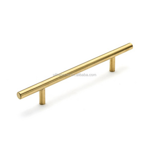 Brushed Gold Stainless Steel Hollow T shaped bar Handles Cupboard wardrobe door gold handle