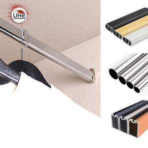 Wardrobe Aluminum Clothes Hanging Rail Closet Customized Leather Retangular Hanging Rod Wardrobe Rail Holder Furniture Decor