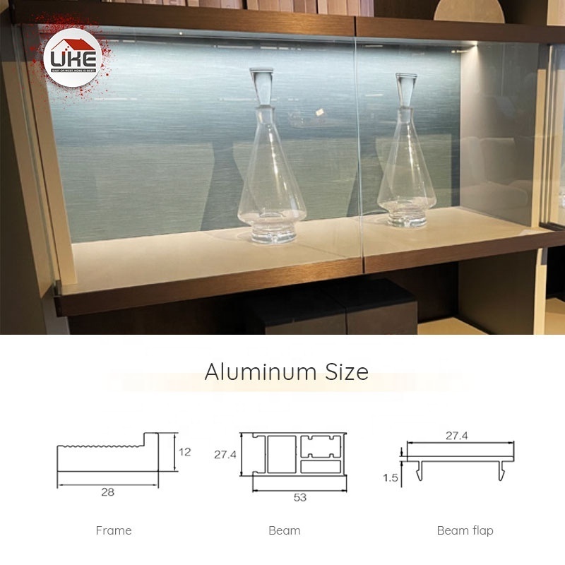 Glass Wall Cabinet With Light Display Transparent Household Aluminum Dining Side Shelf Living Room Customization Cabinets