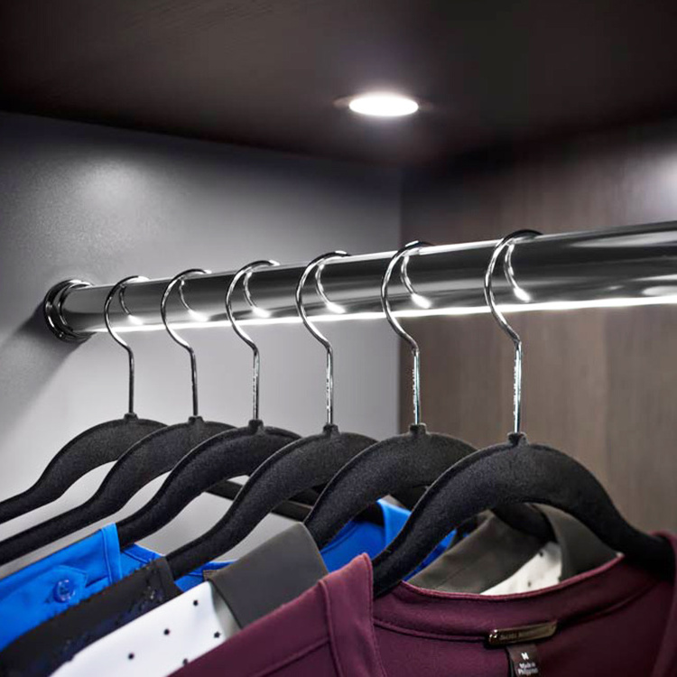 Closet wardrobe clothes hanging steel pipe with bracket clothes rod mirror polished metal furniture accessories