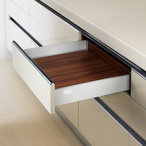 kitchen double wall sliding metal drawer box soft closing push open for kitchen or closet