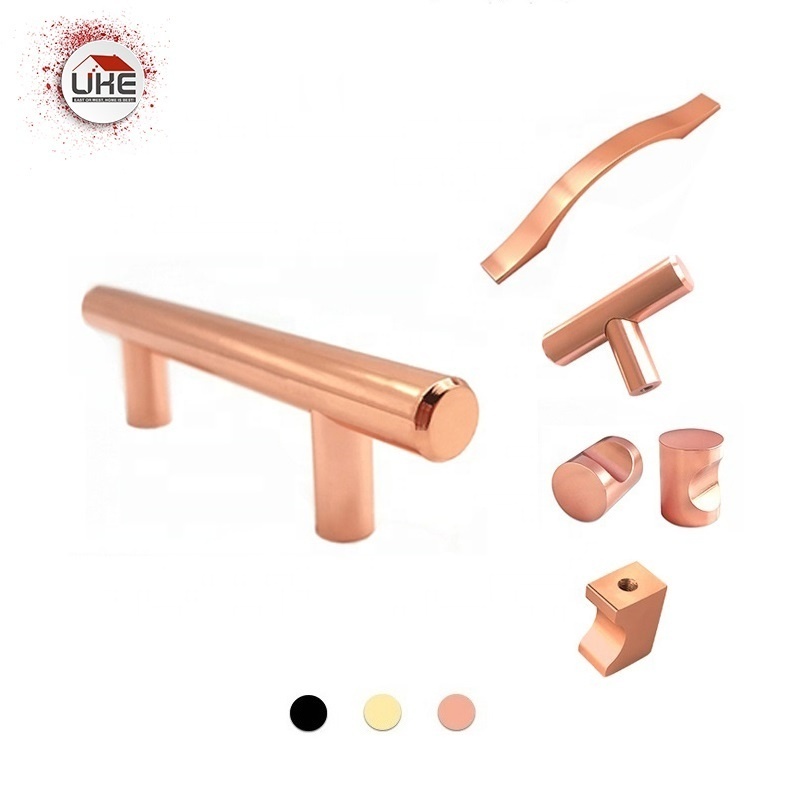 Rose Gold Handle Wardrobe Cabinet Handle 12MM T bar Handle Cabinet Pulls Furniture Knobs for Kitchen