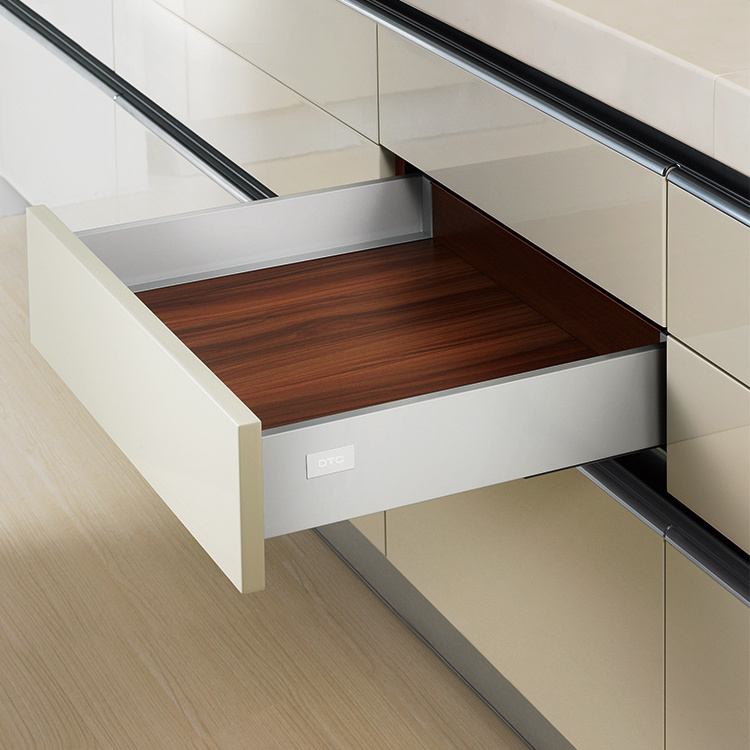 kitchen double wall sliding metal drawer box soft closing push open for kitchen or closet