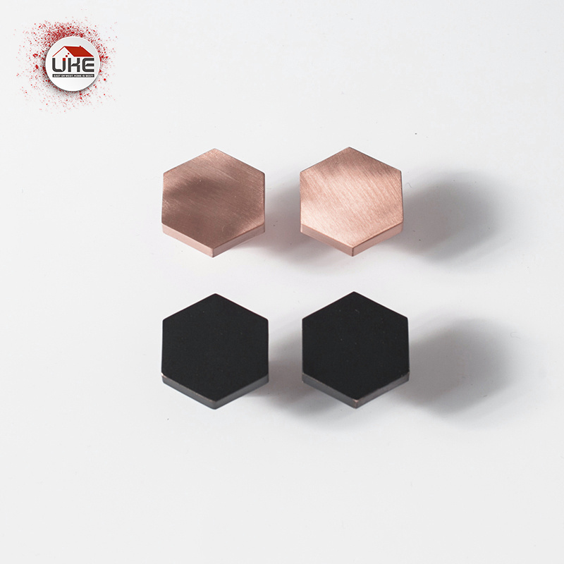 NEVER RUST Solid Hexagon Handle T Shaped Rose Gold Black Cabinet Pull Handles kitchen door pull handle home deco accessories