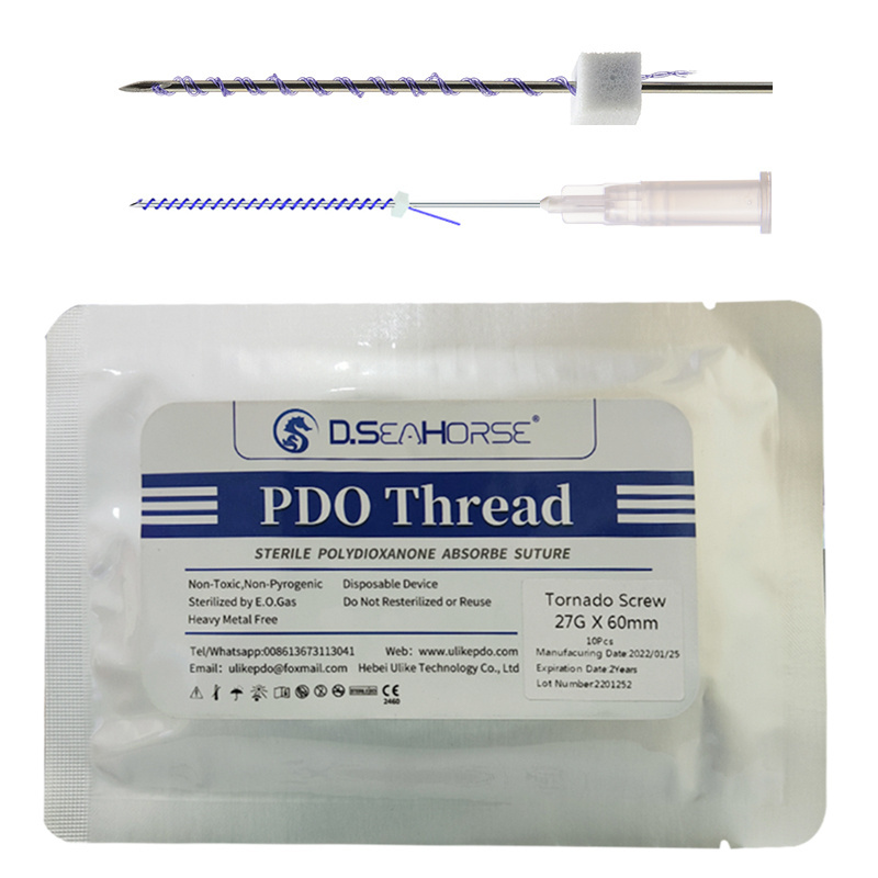 medical suture plastic surgery face body filling pdo twin torando torando screw thread with sharp needle