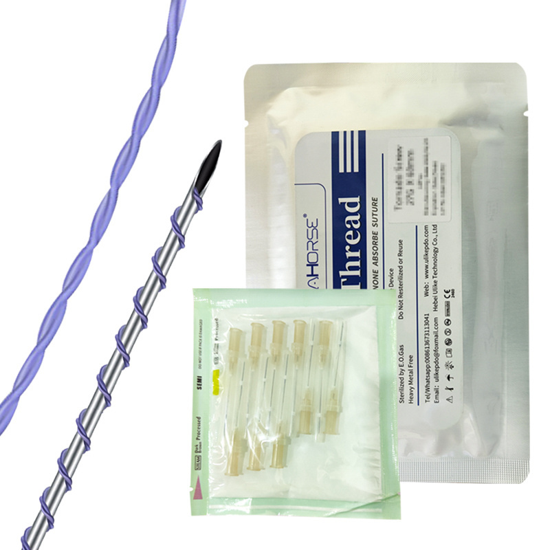 medical suture plastic surgery face body filling pdo twin torando torando screw thread with sharp needle