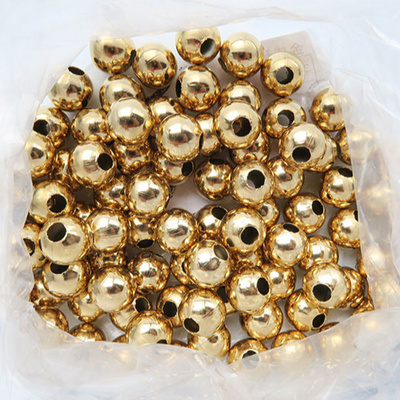 18K Gold Plated Stainless Steel Beads Round Metal Spacer Bead for Jewelry Making