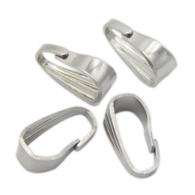 Stainless Steel Snap Bail Hook Pinch Clip Necklace Clasps Dangle Pendant Charms Chain Connectors for Jewelry DIY