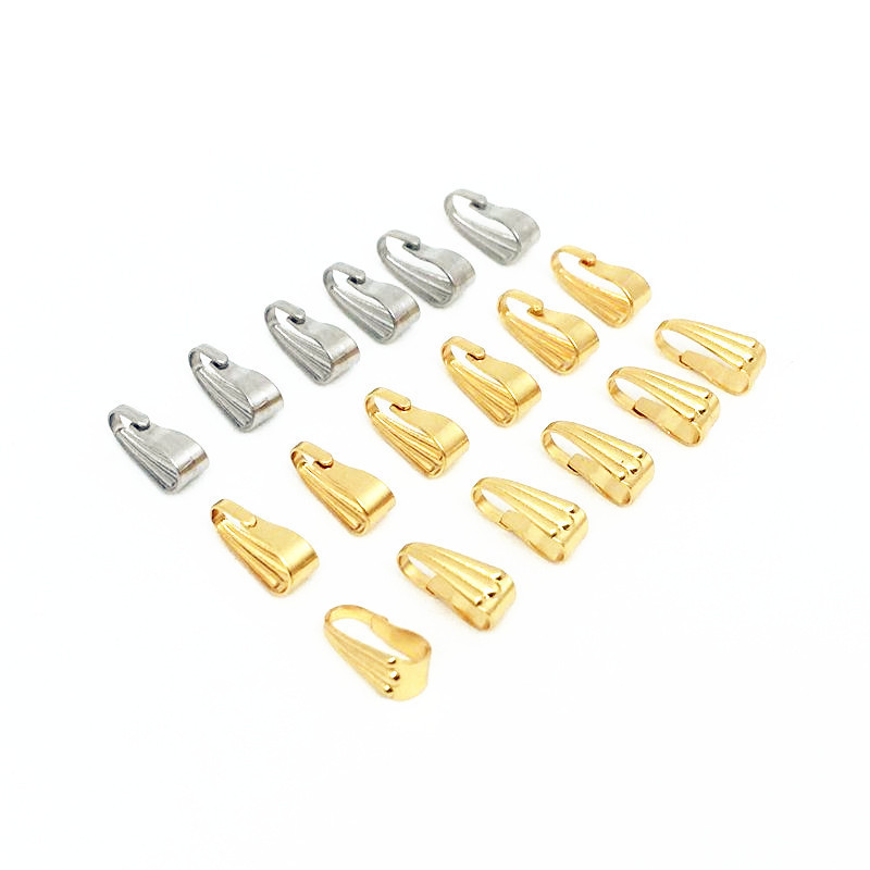 Stainless Steel Snap Bail Hook Pinch Clip Necklace Clasps Dangle Pendant Charms Chain Connectors for Jewelry DIY